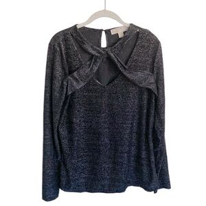MICHAEL Michael Kors Black Metallic Stripe Top Sz XL